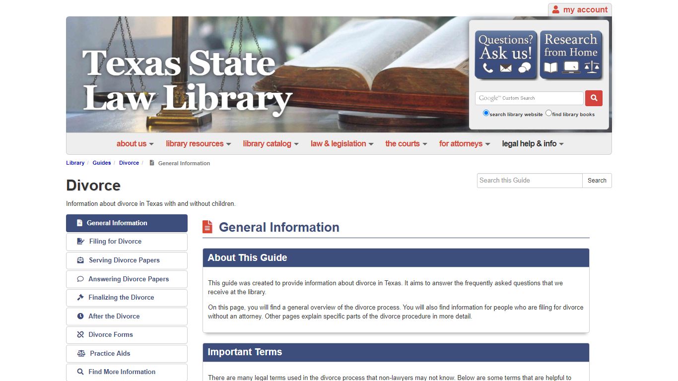 General Information - Divorce - Guides at Texas State Law Library