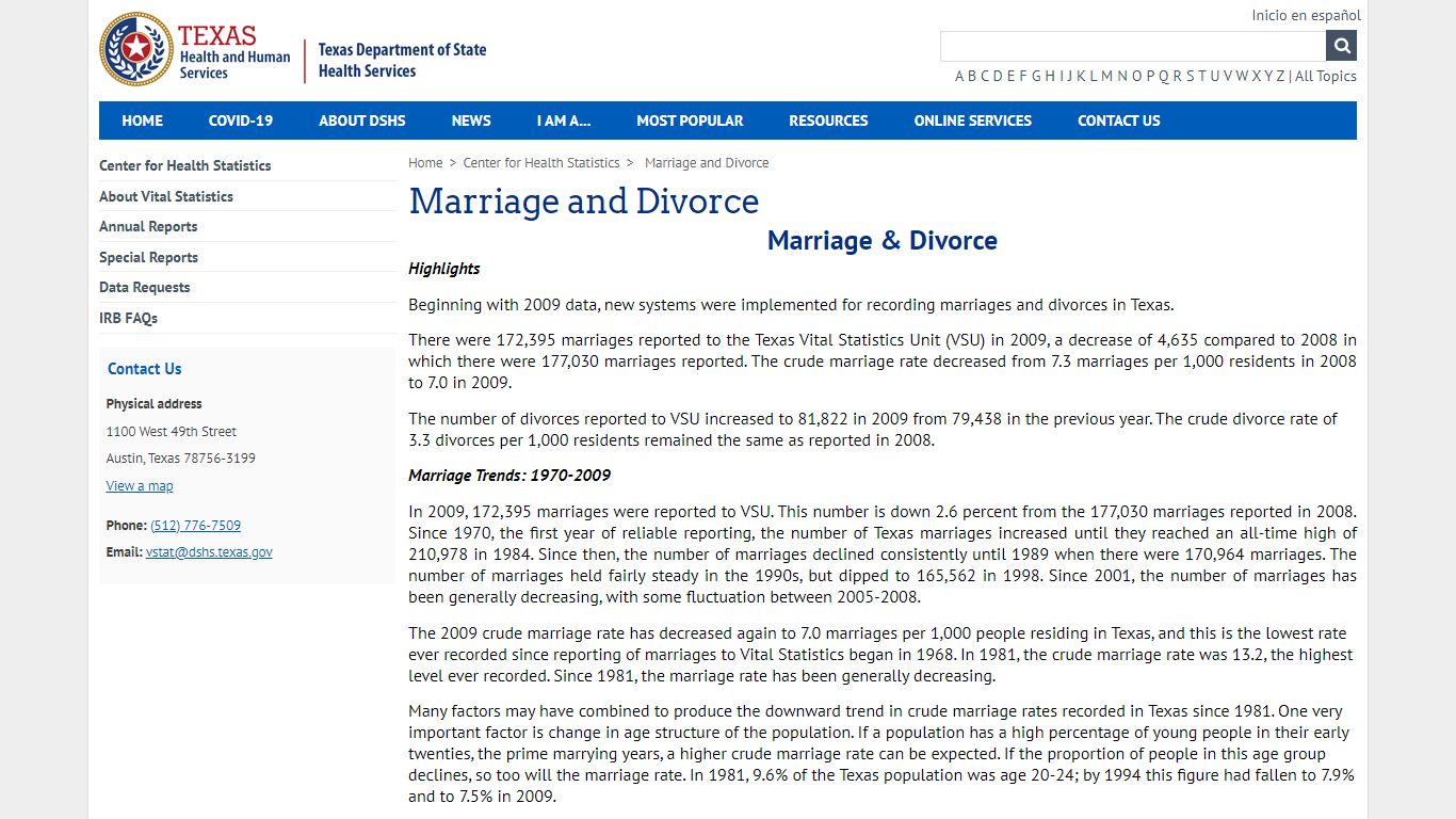 Marriage and Divorce - Texas Department of State Health Services Mobile
